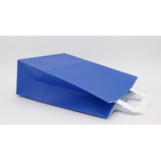 Verstrkte blaue Papiertragetaschen glatt und unbedruckt mit Innenflachhenkel aus Papier MAXI 32+12x40cm. (B + T x H) 250 Stck