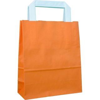 Orange Papiertragetaschen glatt und unbedruckt mit Innenflachhenkel aus Papier MIDI 22+10x28cm. (B + T x H) 250 Stck