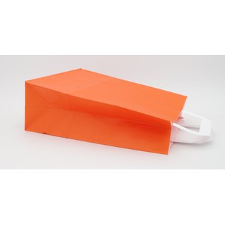 Orange Papiertragetaschen glatt und unbedruckt mit Innenflachhenkel aus Papier MIDI 22+10x28cm. (B + T x H) 250 Stück