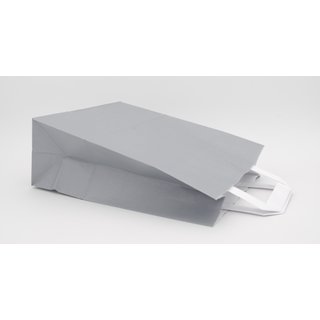 Verstärkte graue Papiertragetaschen glatt und unbedruckt mit Innenflachhenkel aus Papier MAXI 32+12x40cm. (B + T x H) 250 Stück