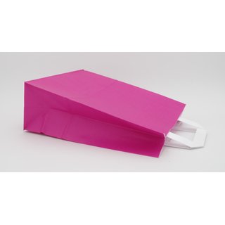 Pinke Papiertragetaschen glatt und unbedruckt mit Innenflachhenkel aus Papier MIDI 22+10x28cm. (B + T x H) 250 Stück